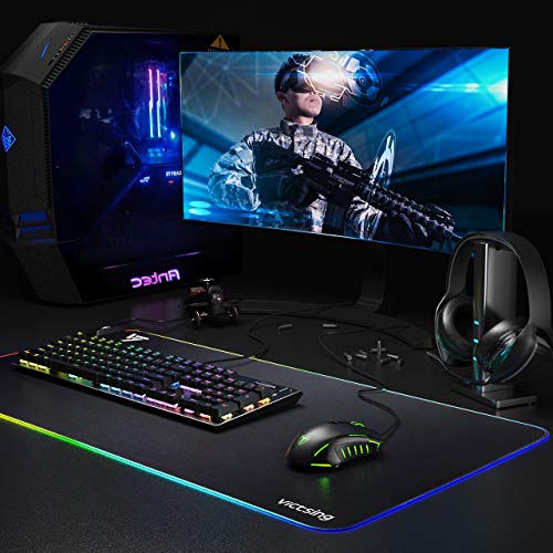 PICTEK Gaming Mouse Wired [7200 DPI] [Programmable] [Breathing Light] Ergonomic Game USB Computer Mice RGB Game   r Desktop Laptop PC Gaming Mouse, 7 Buttons for Windows 7/8/10/XP Vista Linux, Black