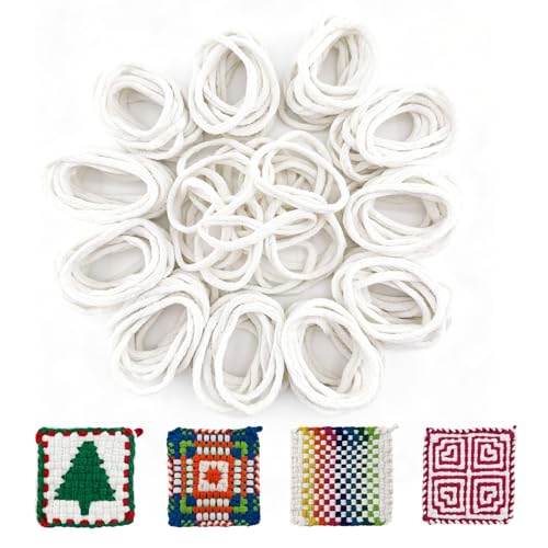 OYACH 10inch Weaving Cotton Loops Pack 230pcs 4 Cotton Potholders Weaving Loom Refill Loops Yarn Pot Holder Replenish Loop Bands Kits for Kids Adults DIY Arts Crafts- White (Loom not Included)