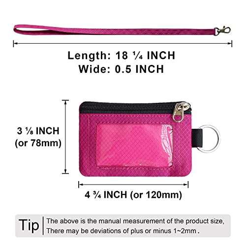 Image of CHENSPRX Minimalist RFID Blocking Small Wallet with ID Window,WaterResistant Zip Id Case Wallet with Lanyard Keychain for Cards,Cash,Travel,Women,Men