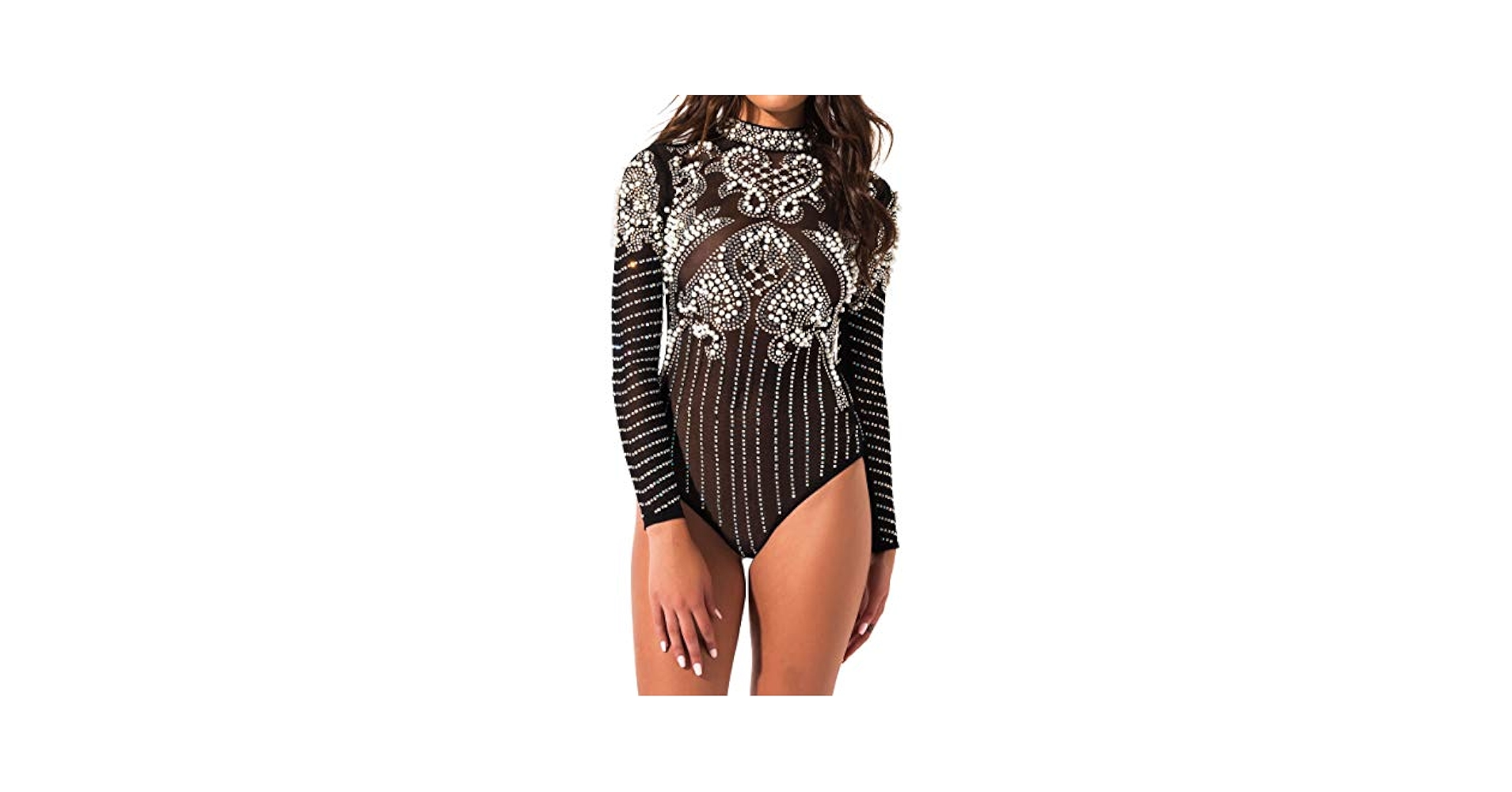 Buy AKIRA Women's Sheer Stretch Knit Pearl Rhinestone
