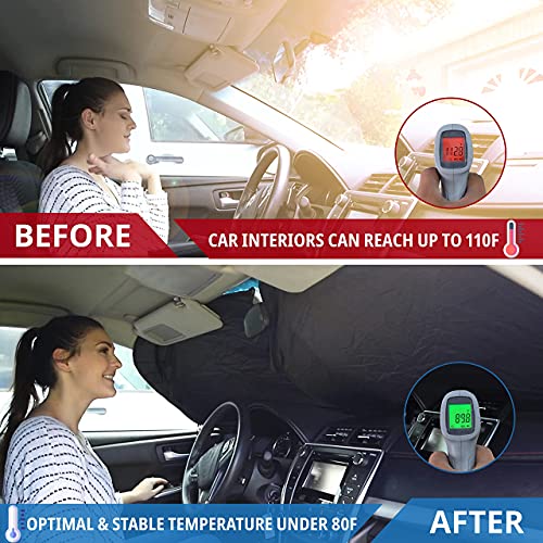 EcoNour Car Windshield Sun Shade with Storage Pouch | Front Window Sun Protector for UV Rays & Sun Heat | Car Interior… - Image 7
