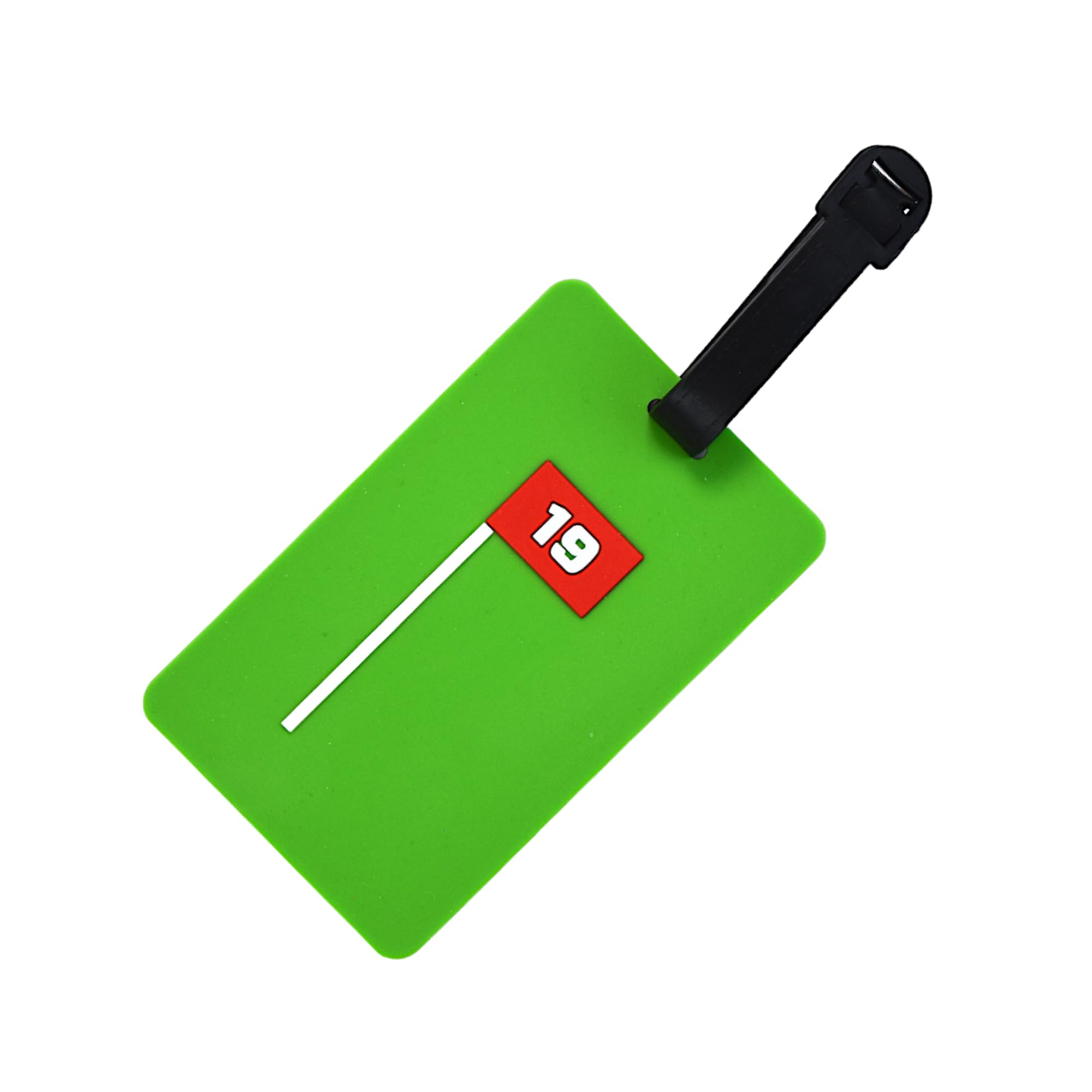 Golf Bag Tag – 19th Hole Design, Flexible & Waterproof Silicone Luggage Tag, Secure Strap for Bag Identification, Great Golf Gift for Players &