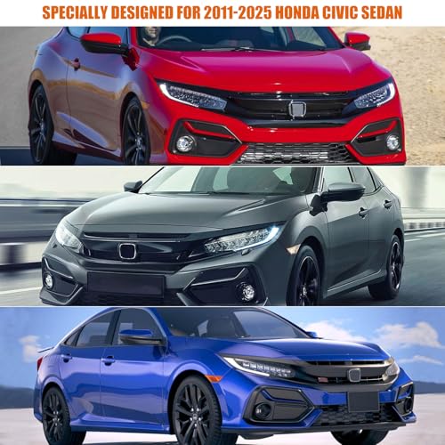 Image of Waterproof Car Cover Replace for 2011-2025 Honda Civic Sedan, 6 Layers All Weather Custom-fit Car Cover with Zipper Door & Windproof Bands for Snow Rain Dust Hail Protection