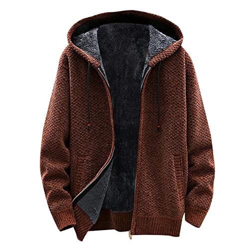 Veste de survêtement homme marron XXXL zippée et doublée en velours - 4