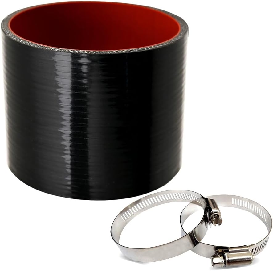 KDP Silicone Hose Coupler with SS304 Worm Clamps, 3.0'' ID, 5mm Wall, 150 PSI, Universal for Intake, Radiator, Intercooler Pipes