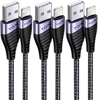 iPhone Charger Cable, TOPK [3Pack 6ft/2M] Premium Nylon USB-A to Lightning Cable, MFi Certified iPhone Charger Cable for iPhone 13 12 11 Pro Max SE Xs X Xr 8 7 6s 6 Plus iPad