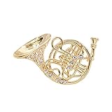 chelseachicNYC Tiny Jewel Crystal Big French Horn Brooch Pin Gold