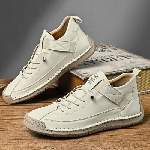 Image of Womens Casual Shoes Ankle Chukka Boots Slip On Breathable Loafers Handmade Fashion Sneakers Mid top Walking Driving Flats Shoes