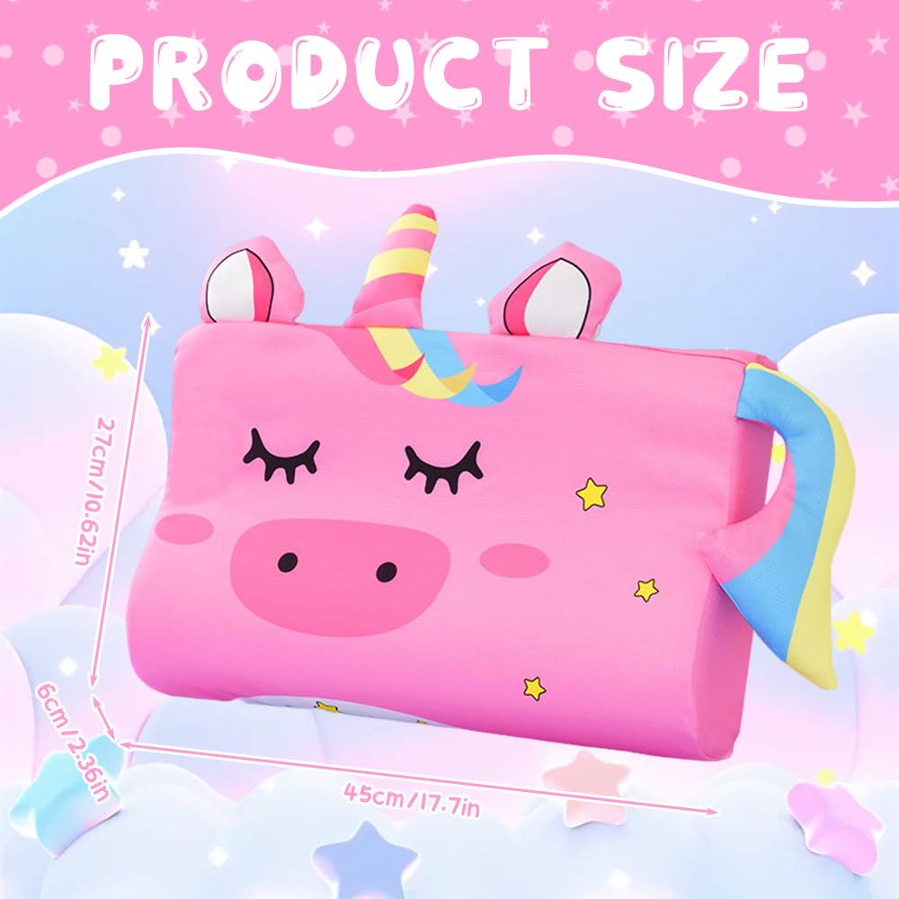 Oreiller Enfant, 45 x 27cm Oreiller Ergonomique Enfant, Coussin de Sommeil pour en-Fant, Confortable Sommeilenfant vec Taie pour La Crèche, T'apporte de Beaux Rêves (Licorne)