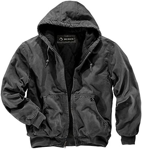 DRI Duck Men's 5020 Cheyenne Hooded Work Jacket, Charcoal, Large