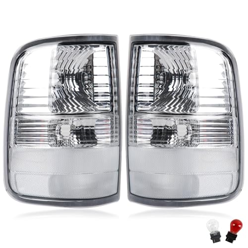 Tail Lights Compatible with 2004-2008 Ford F150 Halogen Type White Clear Brake Rear Lamp Taillights