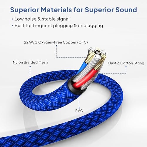 Image of Elebase 1 /4 Inch TRS Instrument Cable 20ft 2-Pack,Straight 6.35mm Male Jack Stereo Audio Interconnect Cord,6.35 mm Balanced Line for Electric Guitar,Bass,Keyboard,Mixer,Amplifier,Amp,Speaker,Equalizer
