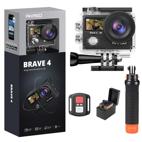 AKASO Brave 4 Action Camera with Waterproof Floating Hand Grip Bundle