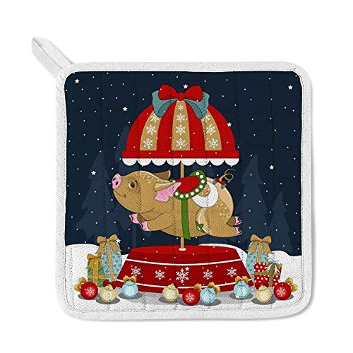 Tablier de cuisine et maniques cochon de Noël textile cuisson - 4
