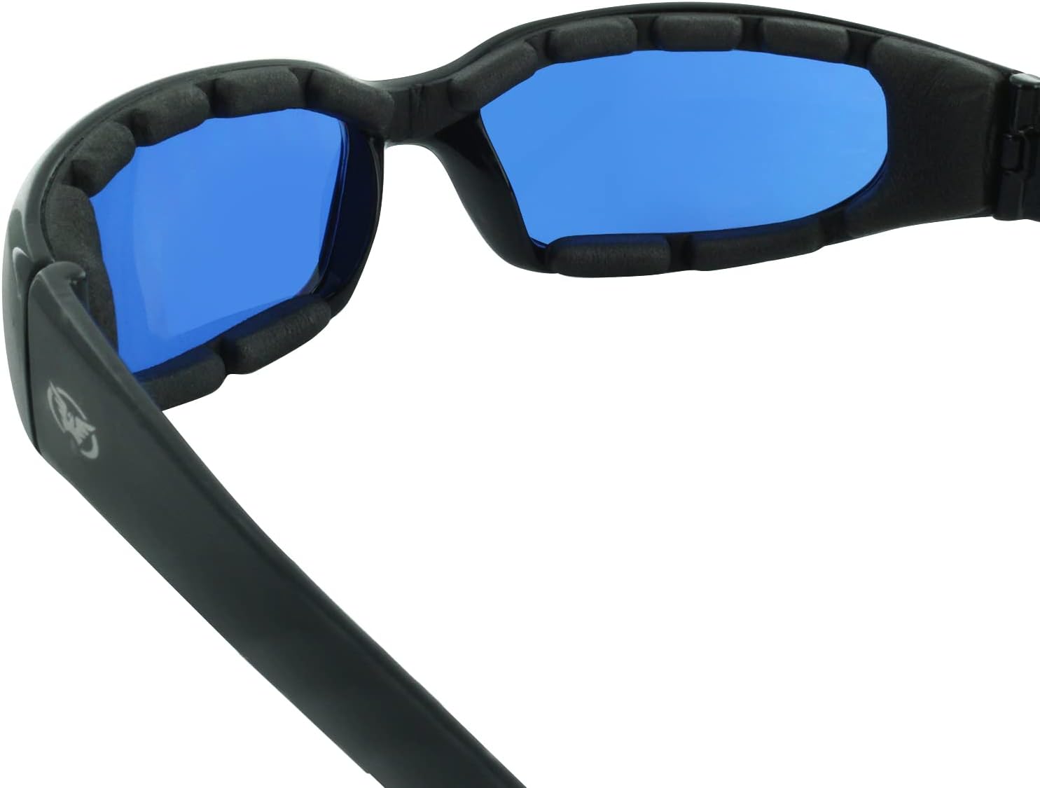 Global Vision Chicago Padded Riding Glasses Black Frame Blue Lens w/Pouch & Ear Locks - Image 5