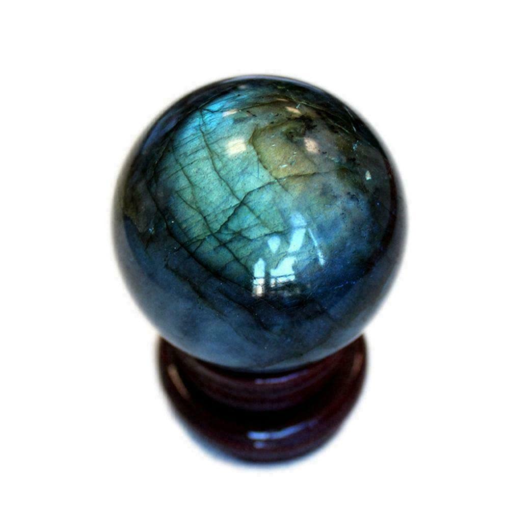 ZTBH Cristal de meditación Natural Bola de Cristal de Cuarzo de la Esfera labradorita Natural Piedra de Cristal (tamaño : 400-500g)