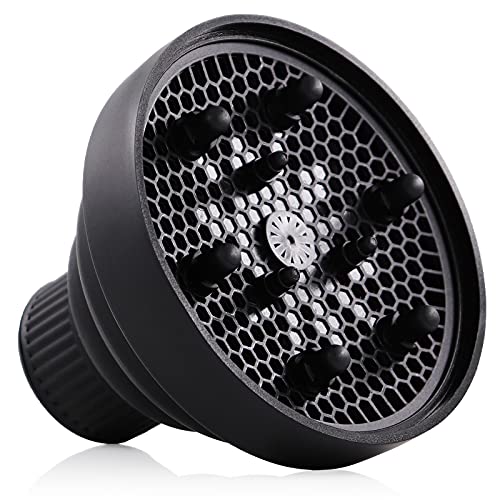 Collapsible Hair Diffuser Attachment, Kimqi Portable Travel Blow Dryer Diffuser for Home and Salon Stylist Use, Black