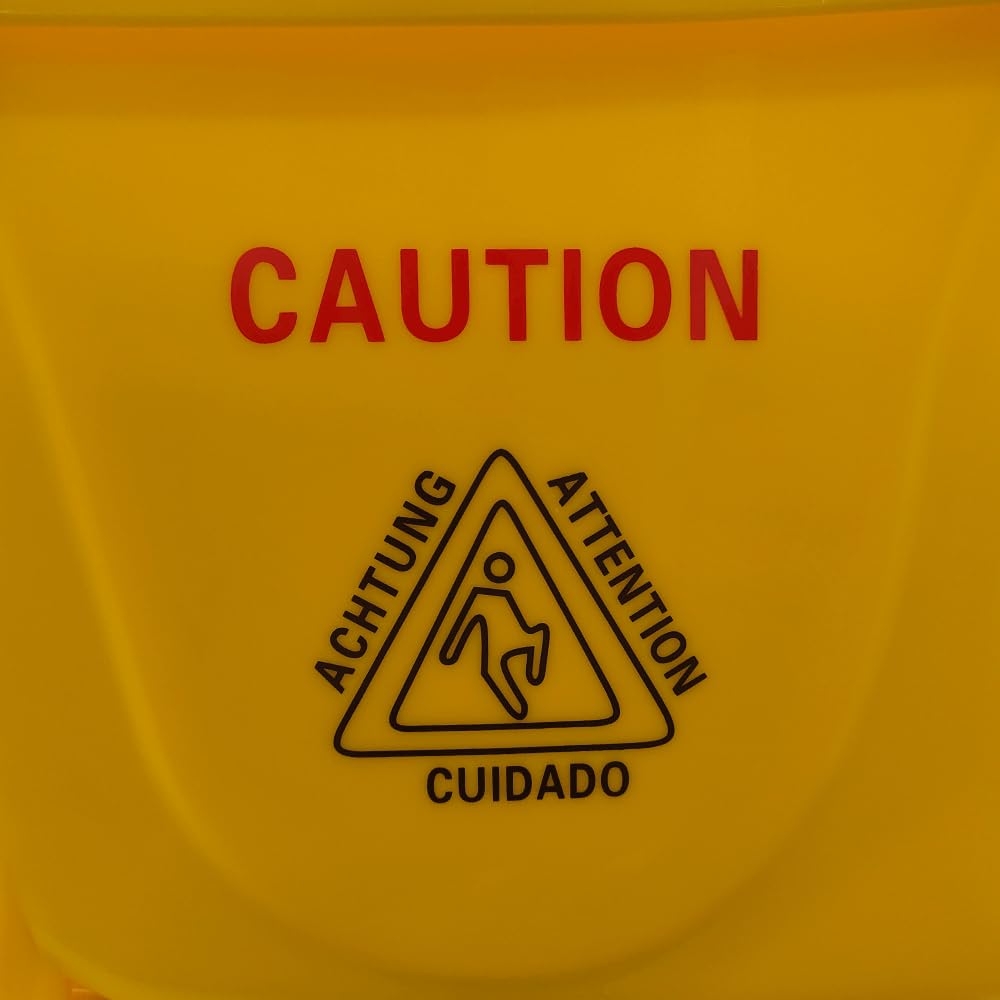Cubo de fregado Amarillo Clim Profesional de 32 litros con Ruedas y Prensa para fregonas industriales o de Kentucky