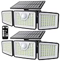 daphino Solar Lights Outdoor 2500LM Motion Sensor Outdoor Lights,3 Head 355° Wide Angle Street Area Lights, Waterproof Security Lights with 3 Modes(Remote,2 Pcs)