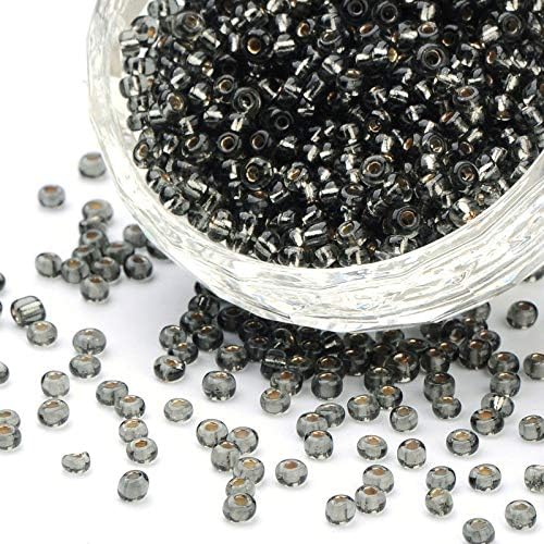 Perlin Glass Seed Beads 4mm 6/0 Round 1100pcs Mini Small Pony Spacer Beads Kit for Jewelry Making Earrings Bracelets Pendants Waist DIY Handmade (Grey Silver Inside) - Image 2
