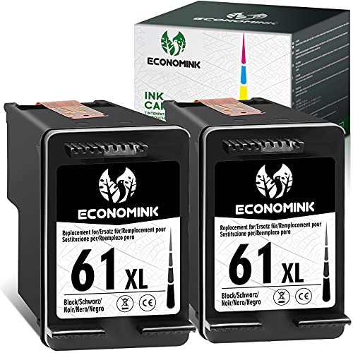 Economink Remanufactured 61XL Black Ink Cartridge, Replacement for HP 61 HP61, for DeskJet 2540 3052a 1055 2544 1512 2548 2512 3000 3051a 2542 OfficeJet 4630 Envy 4500 5530 4502 Printer , 2 Pack Economink Remanufactured 61XL Black Ink Cartridge, Replacement for HP 61 HP61, for DeskJet 2540 3052a 1055 2544 1512 2548 2512 3000 3051a 2542 OfficeJet 4630 Envy 4500 5530 4502 Printer , 2 Pack