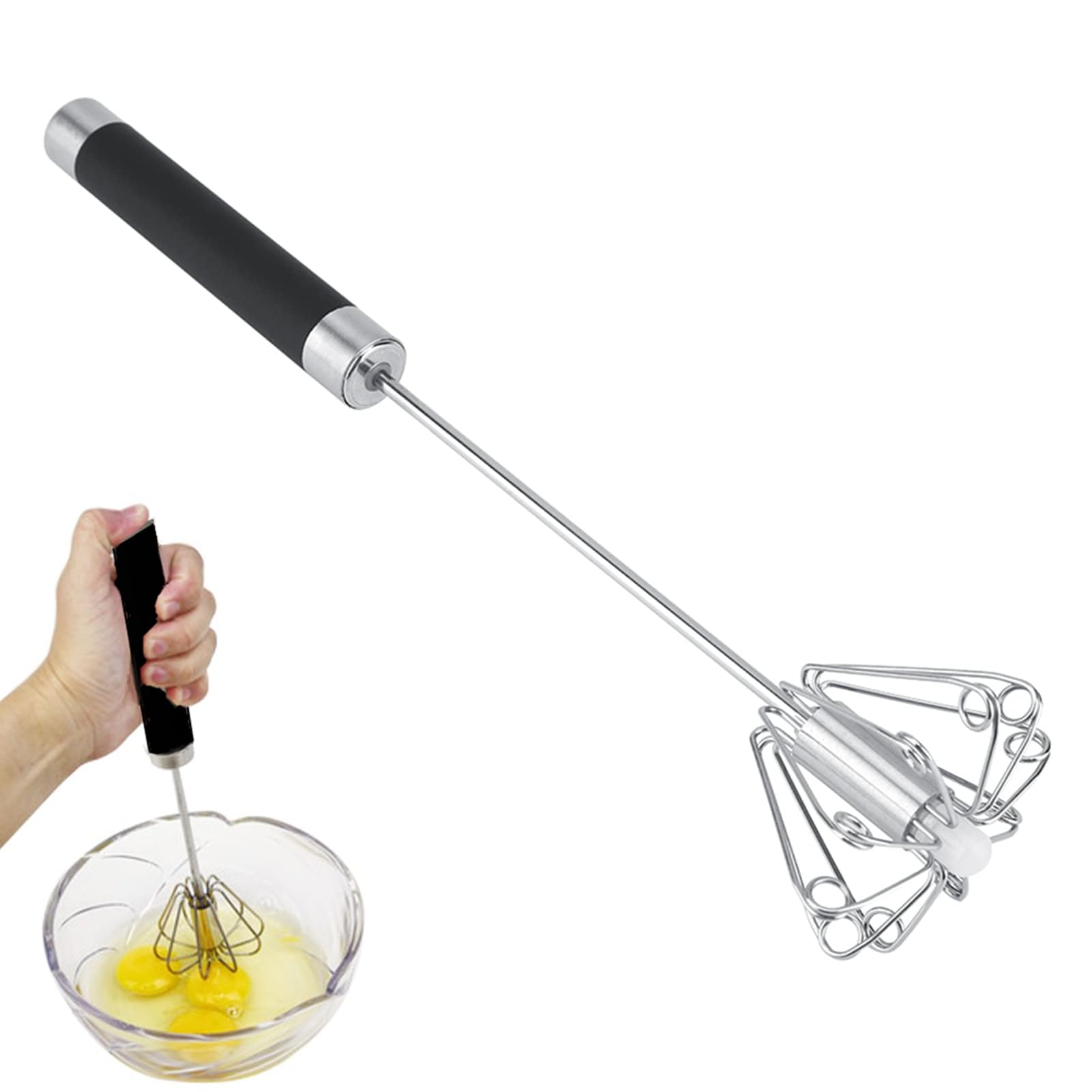 Buy Stainless Steel Semi-Automatic Egg Whisk - 3PCS Hand Push Rotary Whisk Blender Online At Low Prices In India