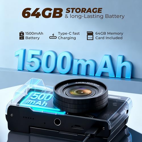 Image of 4K Digital Camera,64MP Cameras for Photography with 16X Digital Zoom, AutoFocus Vlogging Camera for YouTube, 3 inch 180Flip Screen Compact Travel Camera, Anti-Shake 4K Video Cameras