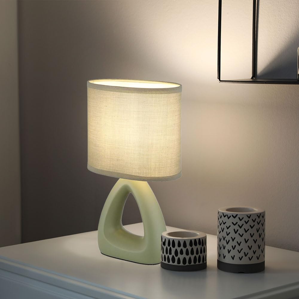 GLOBO LED Tischlampe Blassgrün - 10,5W Nachttischlampe Mit Textilschirm
