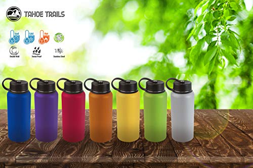 Tahoe Trails Garrafa de água de aço inoxidável isolada a vácuo com parede dupla de 1,13 L, laranja v