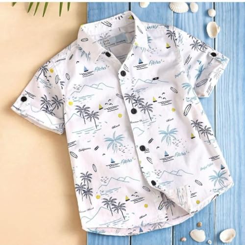 Image of Vikita Enterprise Boys Half Sleeve Cotton Lining Printed Collared Shirts for Comfort Wear Stylish Shirt for Baby Boys