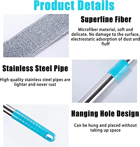 Miniatura 6 de Chirisen Limpiador De Polvo De Vacío Retráctil Debajo Del Dispositivo, Cepillo De Polvo De Microfibra Con Extensión De Polo, Paño De Limpieza Para Cama, Techos Altos, Muebles, Vacío Con 2 Paños