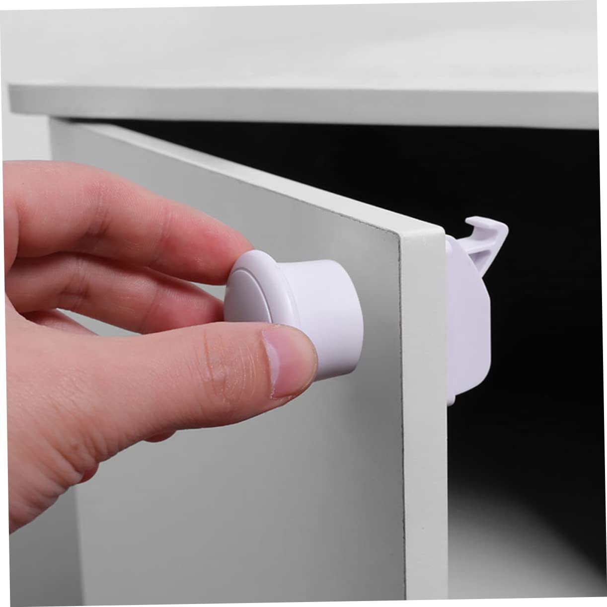 ibasenice 2 Pz Serrature Per Armadietti a Prova Di Bambino Chiusura Dell'armadio a Pulsante Serrature Dell'armadio Blocco Bambini Lazy Susan Armadio Di Sicurezza Bianca Credenza