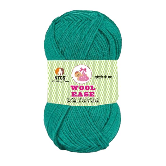 NTGS Wool Ease 100% Acrylic Best Used with Hand Knitting Needles and Crochet Yarn (1Ball -100Gms Each) (Turtle Green Shade no-43, 100 Gram)