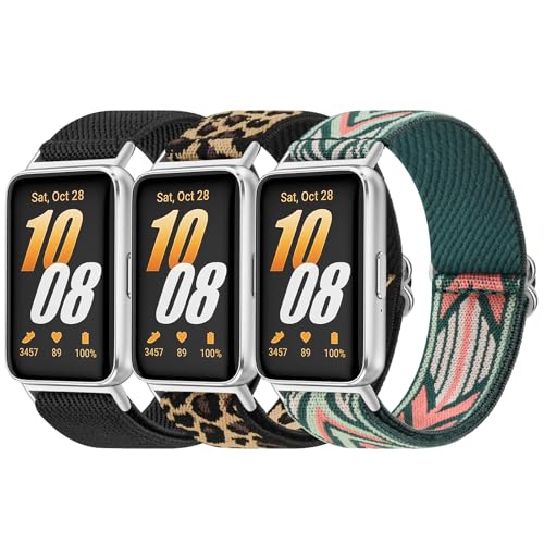 3 PACK Bands for Samsung Galaxy Fit 3 Band Women Men Soft Adjustable Nylon Replacement Watch Strap Compatible with Galaxy Fit 3 Smartwatch Accessories