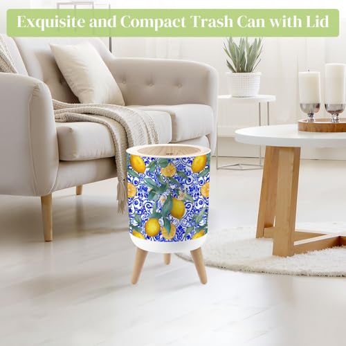 Caneca de Basura Redonda 7L con Tapa Presión y Patas miniatura 2