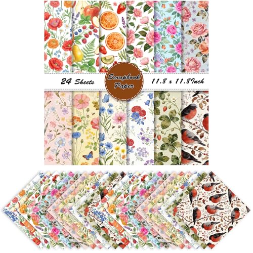 Papier de scrapbooking vintage floral 30x30 cm pour albums photos