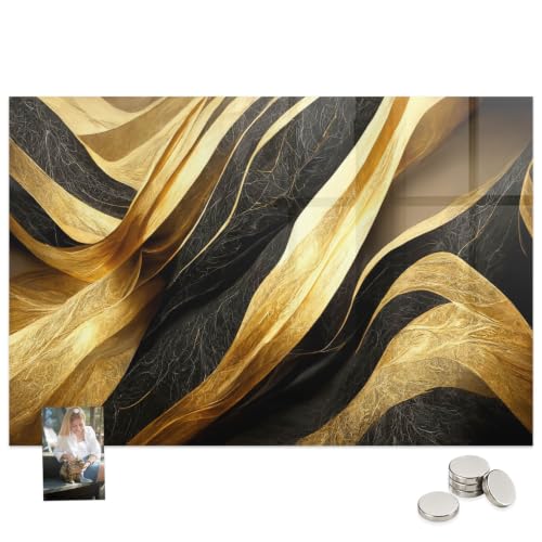 Pizarra magnética de metal para cocina 120x60 en diseño de abstracción elegante con placa de acero