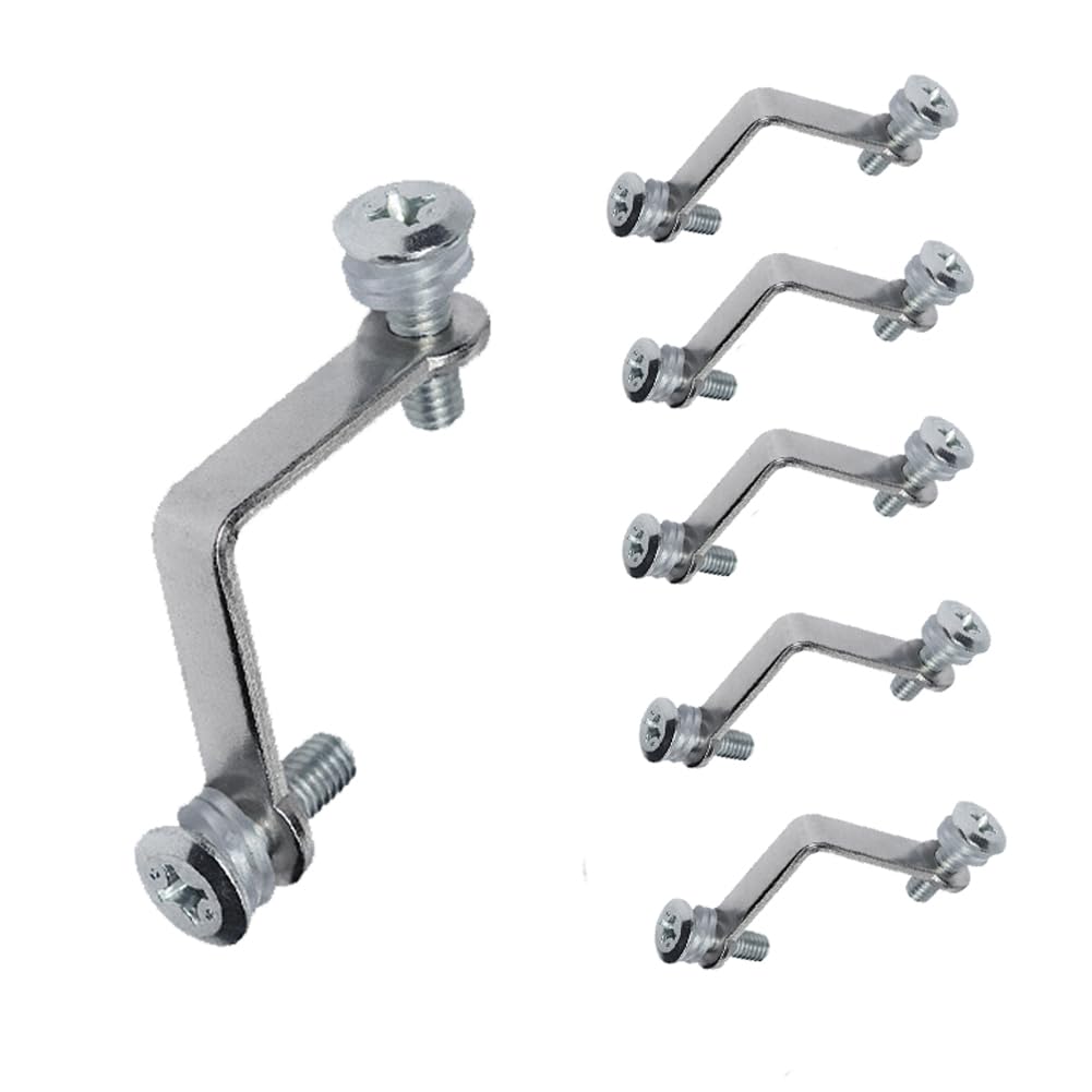 Lokatall Silver 6Pcs Rimless Glass Clamp Bracket Adjustable Glass Clamp Holders, Screen Partition Clips, Balustrade Glass Brackets For Display Case Glass, Fish Tank, Balustrade Glass Office Partitions