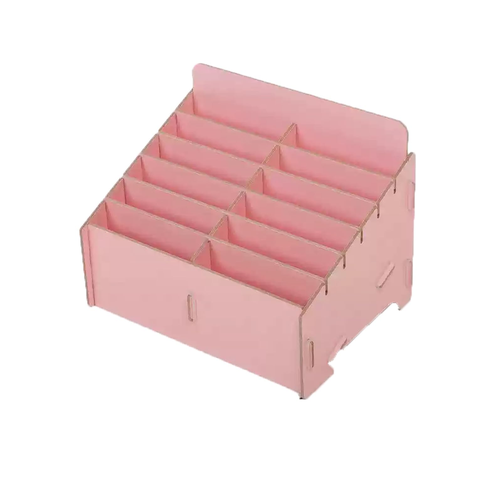 UGTFFT Mobile Phone Storage Cabinet Wooden Mobile Phone Storage Box Desktop Mobile Phone Holder,Trapezoidal Shape Open Storage Easy to Move,Suitable for School Factory Office(12 grids)