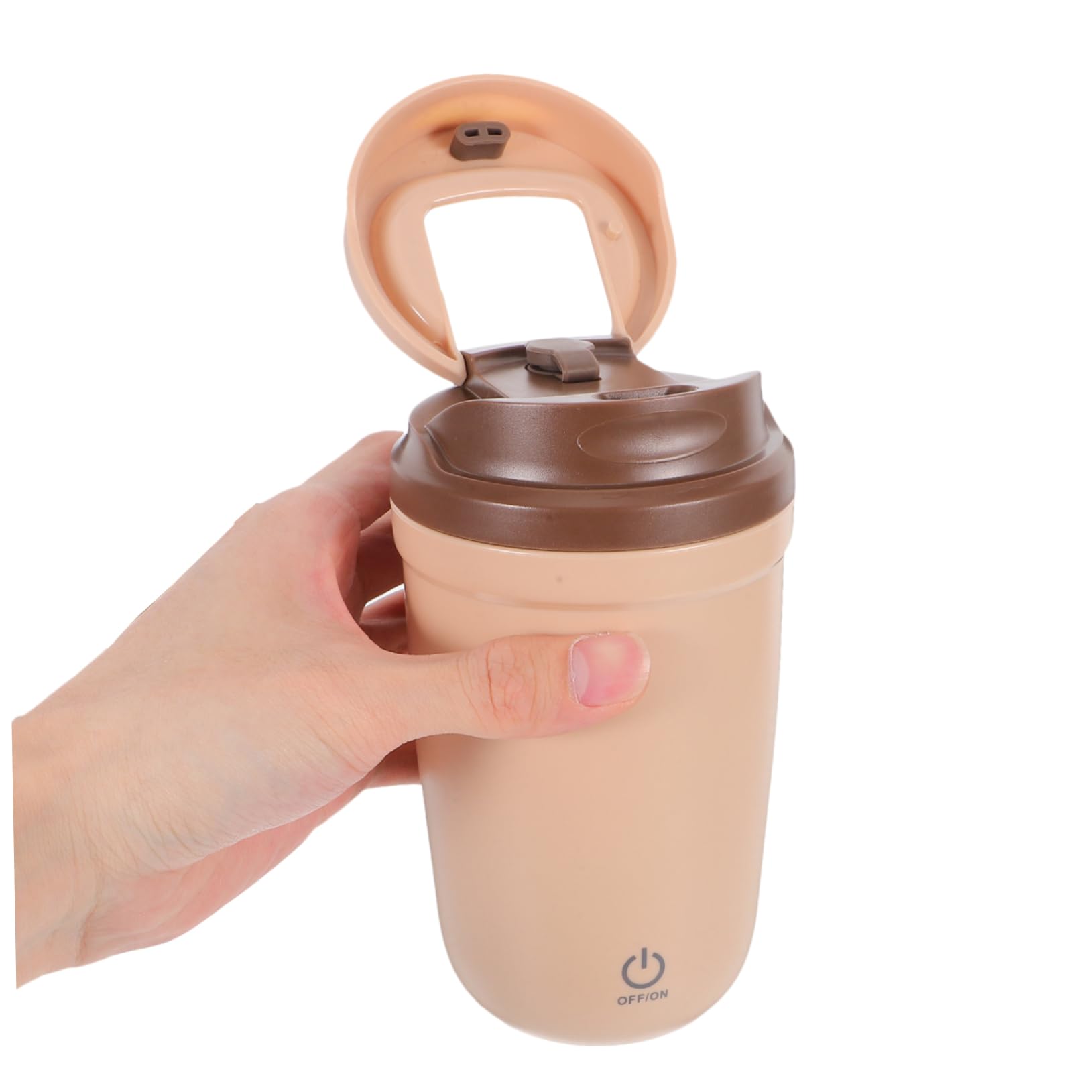 ULTECHNOVO Shaker Proteine Elettrico 400ml in Acciaio Inox Beige | Tazza Mescolatrice Ricaricabile, Abs Magnete e Rame, 400ml per Outdoor e Viaggio