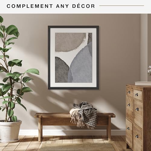 MCS Studio Gallery 22x28 Matted Poster Frame with 18x24 Picture Display, Black Woodgrain Vertical & Horizontal Wall Hanging Large Picture Frame for Photos, Posters & Art Prints (1-Pack)