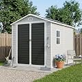 6x8 FT Resin Shed with Floor & Windows Weatherproof Outdoor Storage Shed Large Plastic Shed with Lockable Door Tool Garden Sheds for Backyard, Patio