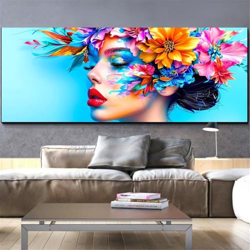 Peinture diamant fleur décoration murale salon et chambre 90x180cm