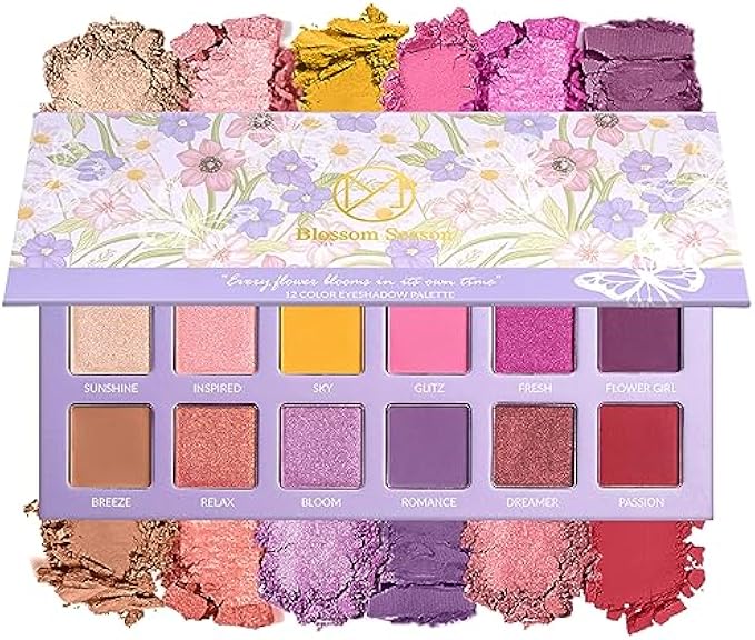 MAKI YIKA 12 Color Purple Pink Burgundy Eyeshadow Palette, Nude Yellow Matte Shimmer Eye Shadow, High Pigmented, Long Lasting Pressed Powder Smokey Eye Makeup