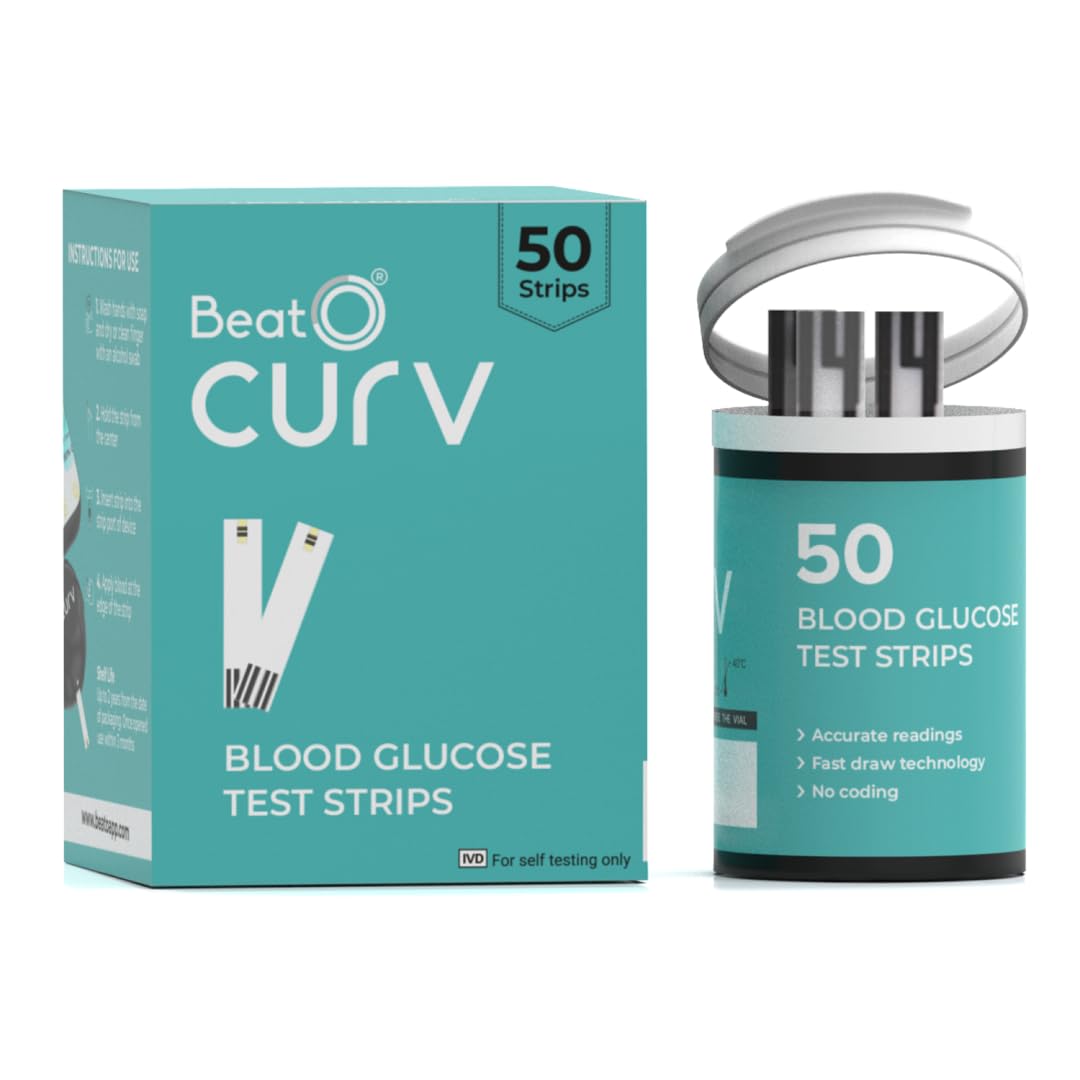 BeatO CURV - Glucometer Test Strips | Blood Glucose Test Strips for Glucometer Machine (50 Test Strips Only) (B08P7JN9WX) Amazon Price History, Amazon Price Tracker