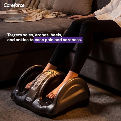 Image of Careforce Electric Foot Massager Machine 40W, 4 Preset & 3 Custom Modes, 3 Speeds, Bi-Directional Rolling, Arch Scraping & Sole Kneading, 15-Min Auto Shut-Off, Foot Pain Relief, 1-Year Warranty