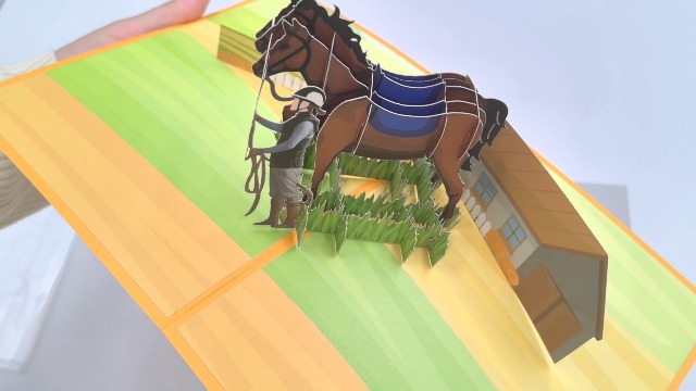 Medigy Pop-up 3D Biglietto d'auguri fatto a mano, Scheda in bianco, Cavallo