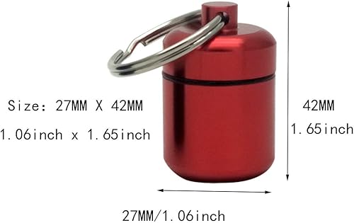 Miniatura 2 de Paquete de 2 pastilleros de aluminio para llavero de bolsillo para monedas, pastillero de viaje (azul y rojo)