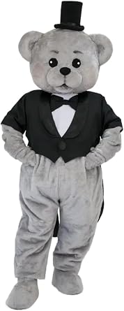 Adult Cartoon Bear Mascot Costume Black Suit Set Fancy Dress for Halloween Party