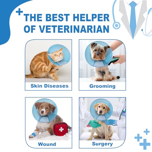 Image of Supet Dog Cone Collar Adjustable After Surgery, Comfortable Pet Recovery Collar & Cone for Large Medium Small Dogs, Elizabethan Dog Neck Collar Plastic Practical